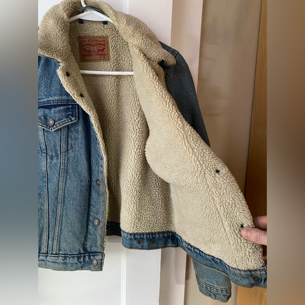 Levi's Cream Sherpa Lined Jean Jacket